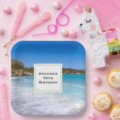 トロピカルビーチアイランドパラダイスフォト誕生日 ペーパープレート (パーティー)