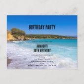 トロピカルビーチアイランドパラダイス誕生日招待状 ポストカード (正面)