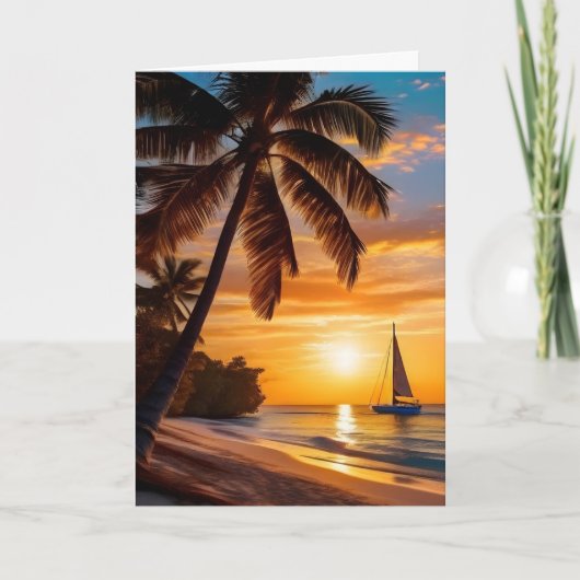 トロピカルビーチアットサンセットファーザー カード (正面)
