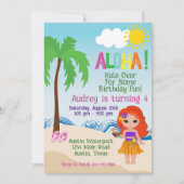 トロピカルビーチアロハルーアウ誕生日招待状 招待状 (正面)