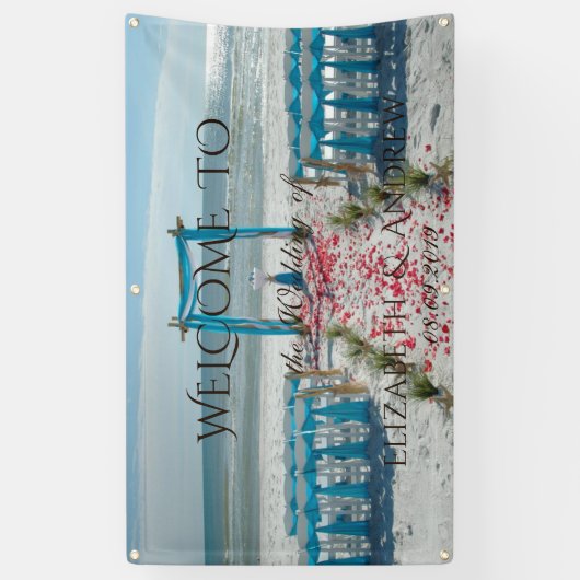 トロピカルビーチア結婚バーのバナー 横断幕 (縦)