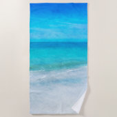 トロピカルビーチインティール（緑がかった色）アクアターコイズブルーフロリダ ビーチタオル (正面)