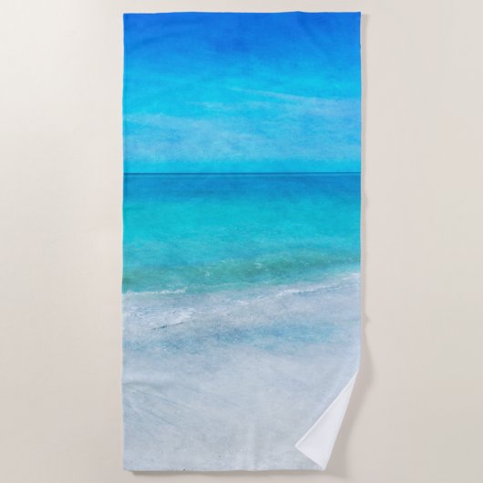 トロピカルビーチインティール（緑がかった色）アクアターコイズブルーフロリダ ビーチタオル (正面)
