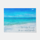 トロピカルビーチインティール(緑がかった色)アクアターコイズブルー引用文P ドアマット (正面)