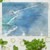 トロピカルビーチインティール（緑がかった色）アクアターコイズブルー キッチンタオル (折り畳み)