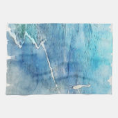 トロピカルビーチインティール（緑がかった色）アクアターコイズブルー キッチンタオル (横)