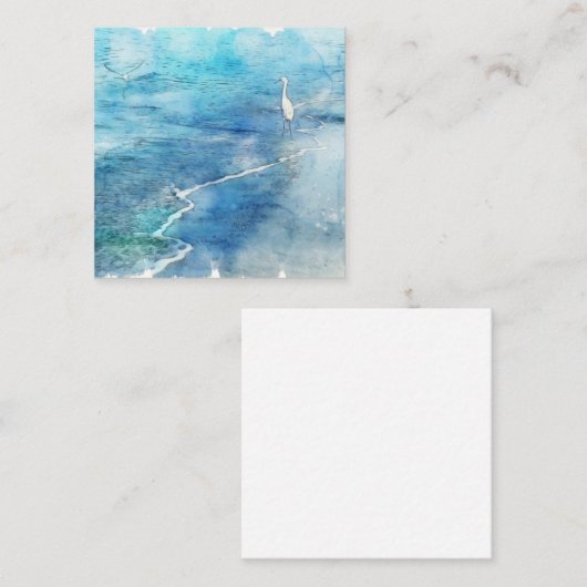 トロピカルビーチインティール（緑がかった色）アクアターコイズブルー スクエア名刺 (正面/裏面)