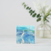 トロピカルビーチインティール（緑がかった色）アクアターコイズブルー スクエア名刺 (スタンド正面)