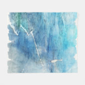 トロピカルビーチインティール（緑がかった色）アクアターコイズブルー フリースブランケット (正面(横))