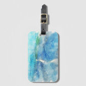 トロピカルビーチインティール(緑がかった色)アクアターコイズブルー ラゲッジタグ (正面縦)