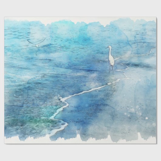 トロピカルビーチインティール（緑がかった色）アクアターコイズブルー ラッピングペーパー (フラット)