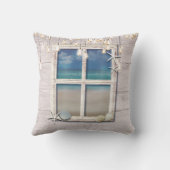 トロピカルビーチウィンドウホワイトウッドシエレガントック クッション (裏面)