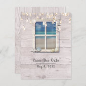 トロピカルビーチウィンドウホワイトウッド日付を保存 案内ポストカード (正面/裏面)