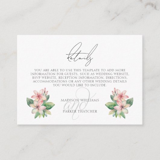 トロピカルビーチウェディングの詳細 エンクロージャーカード (正面)