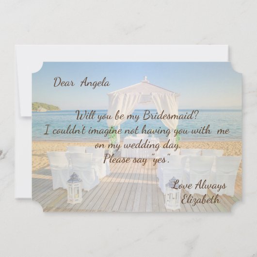 トロピカルビーチウェディングアーバー  ブライズメイドカード 招待状 (裏面)