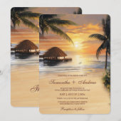 トロピカルビーチウェディングテンプレート 招待状 (正面/裏面)