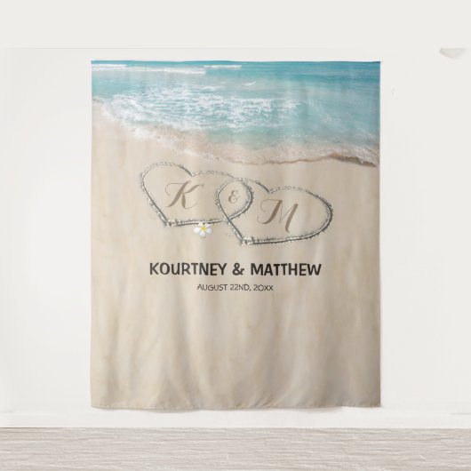 トロピカルビーチウェディングフォトバックドロップ タペストリー (正面)