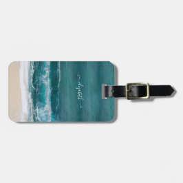 トロピカルビーチウェーブズサンドネームラモダンゲージタグ ラゲッジタグ