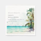 トロピカルビーチウォーターカラーパームツリーズブライダルシャワー スタンダードカクテルナプキン (正面)