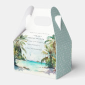 トロピカルビーチウォーターカラーパームツリーズブライダルシャワー フェイバーボックス (裏面サイド)