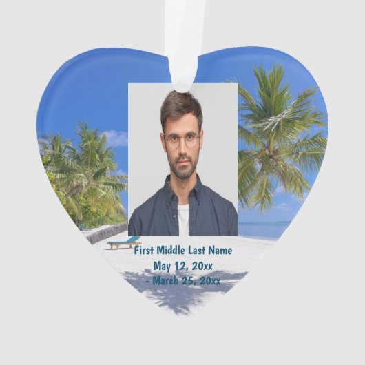 トロピカルビーチエキゾチック休日デイトフォトカスタム オーナメント (裏面)