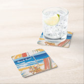 トロピカルビーチエスケープパーソナライズされた – 夏 スクエアペーパーコースター (インサイチュ)