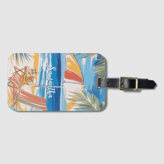 トロピカルビーチエスケープパーソナライズされた – 夏 ラゲッジタグ (正面横)