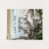 トロピカルビーチオーシャンパームツリーフォトバックドロップ タペストリー (正面(横))