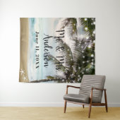 トロピカルビーチオーシャンパームツリーフォトバックドロップ タペストリー (インサイチュ(横))