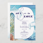 トロピカルビーチオールIシーズラブブライダルシャワー 招待状 (正面/裏面)