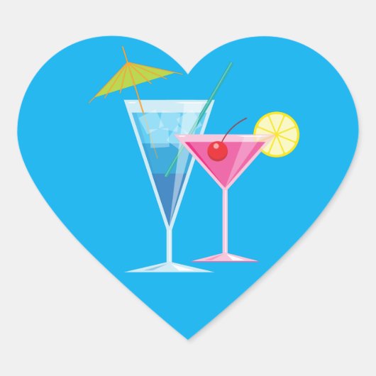 トロピカルビーチカクテルステッカー ハートシール (正面)