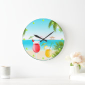 トロピカルビーチカクテルラウンドウォールクロック ラージ壁時計 (ホーム)