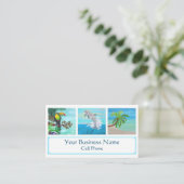 トロピカルビーチカラフルトゥカンドルフィンパームツリー 名刺 (スタンド正面)