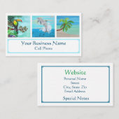 トロピカルビーチカラフルトゥカンドルフィンパームツリー 名刺 (正面/裏面)