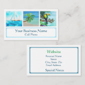 トロピカルビーチカラフルトゥカン帆船パームツリー 名刺 (正面/裏面)