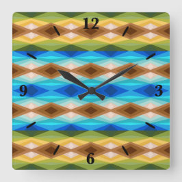 トロピカルビーチカラー万華鏡のように千変万化するパターン抽象芸術アート スクエア壁時計