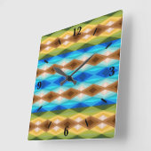 トロピカルビーチカラー万華鏡のように千変万化するパターン抽象芸術アート スクエア壁時計 (傾斜)