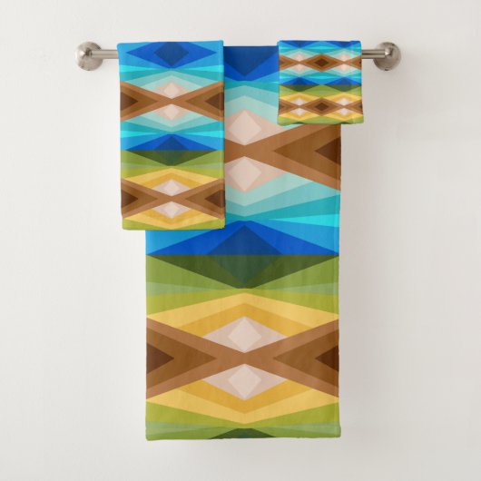 トロピカルビーチカラー万華鏡のように千変万化するパターン抽象芸術アート バスタオルセット (インサイチュ)