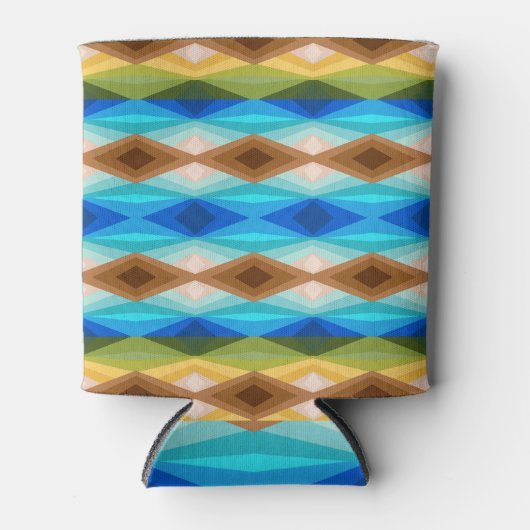 トロピカルビーチカラー万華鏡のように千変万化するパターン抽象芸術アート 缶クーラー (正面)