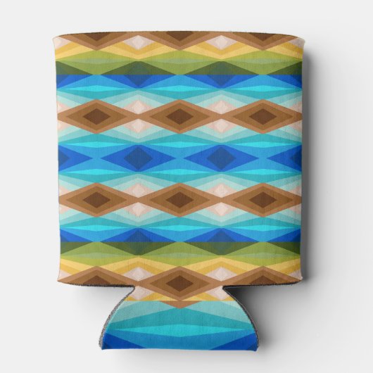 トロピカルビーチカラー万華鏡のように千変万化するパターン抽象芸術アート 缶クーラー (裏面)