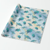 トロピカルビーチクリスマスシーカメグリッター ラッピングペーパー (アンロールド)