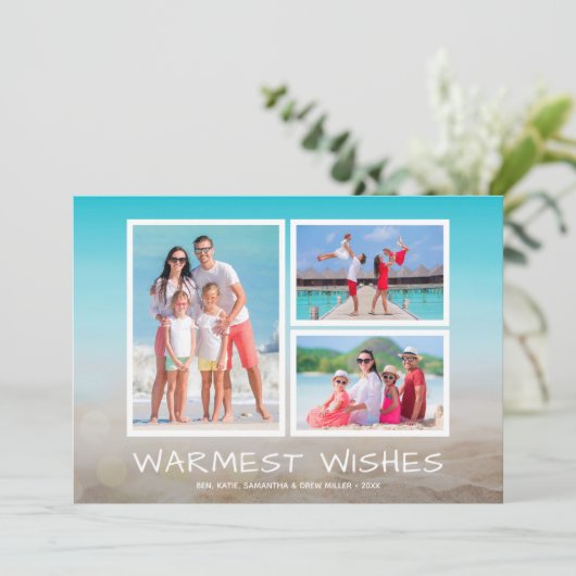 トロピカルビーチクリスマスフォトホリデーカード シーズンカード (スタンド正面)