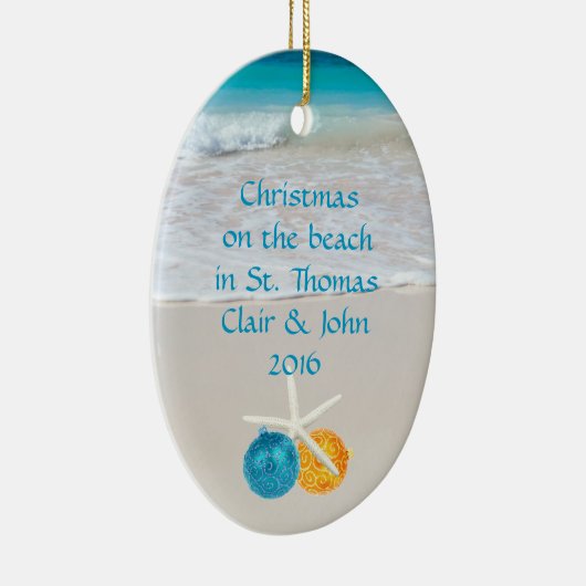 トロピカルビーチクリスマスホリデーフォトオーナメント セラミックオーナメント (右)