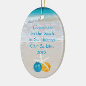 トロピカルビーチクリスマスホリデーフォトオーナメント セラミックオーナメント (左)