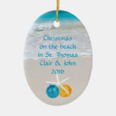トロピカルビーチクリスマスホリデーフォトオーナメント セラミックオーナメント (正面)