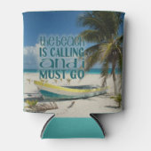 トロピカルビーチクーラーボックスパームツリーボーツトラベル 缶クーラー (正面)