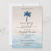 トロピカルビーチグリッターパームブライダルシャワー 招待状 (正面)