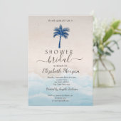 トロピカルビーチグリッターパームブライダルシャワー 招待状 (スタンド正面)