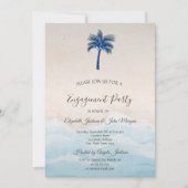 トロピカルビーチグリッターパーム婚約 招待状 (正面)