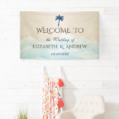 トロピカルビーチグリッター結婚パームズ 横断幕 (インサイチュ)